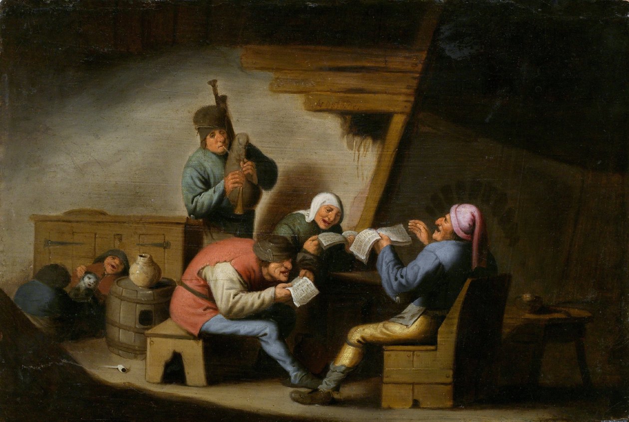 Bysångarna - bysångarna - Målning av Adriaen Jansz van Ostade (1610-1685) - Olja på trä - 21,8x32,2 - Nationalgalleriet, Prag av Adriaen Jansz. van Ostade