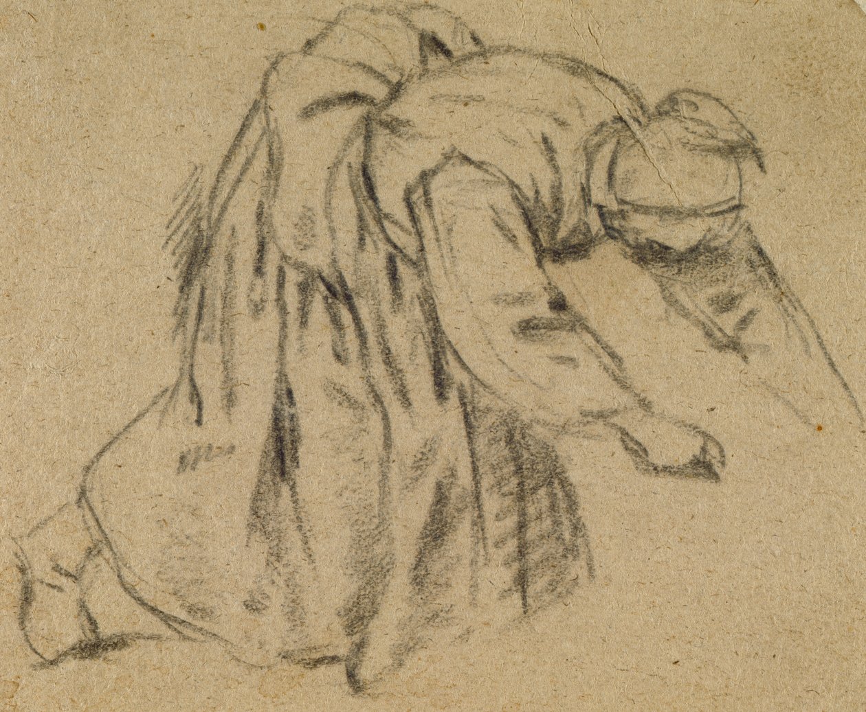 Kvinna som böjer sig ner, 1656 (krita på papper) av Adriaen Jansz. van Ostade