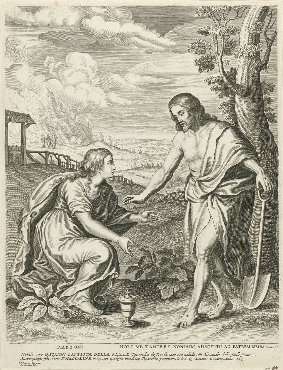 Kristus visar sig som trädgårdsmästare för Maria Magdalena av Adriaen Lommelin