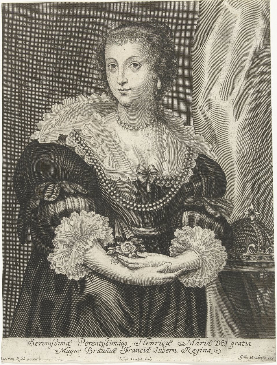 Porträtt av Henrietta Maria, hustru till Charles I av England av Adriaen Lommelin