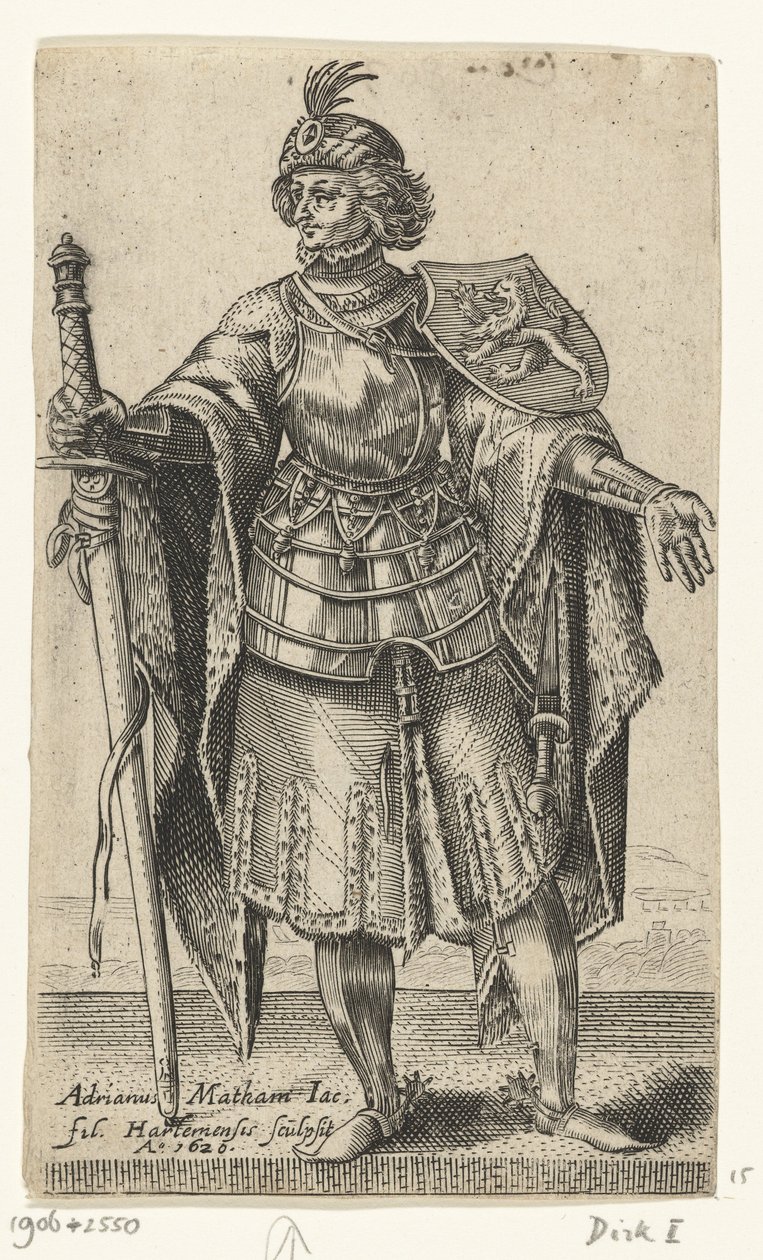 Porträtt av Dirk I, greve av Holland - Grevar och grevinnor av Holland (serietitel) av Adriaen Matham