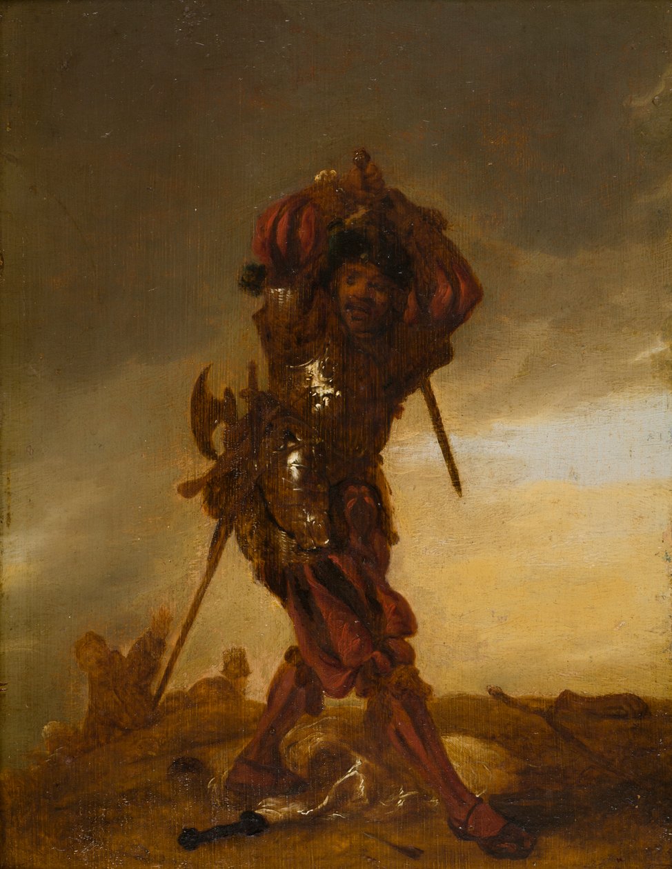 En schweizisk soldat: A Mercenary, c.1609-62 (olja på panel) av Adriaen Pietersz. van de Venne