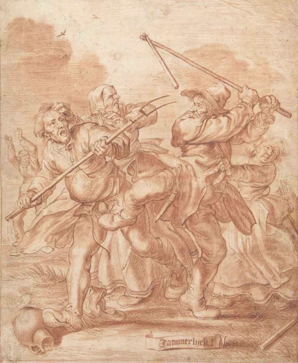 Bönder i strid, 1600-62 (krita på papper) av Adriaen Pietersz van de Venne