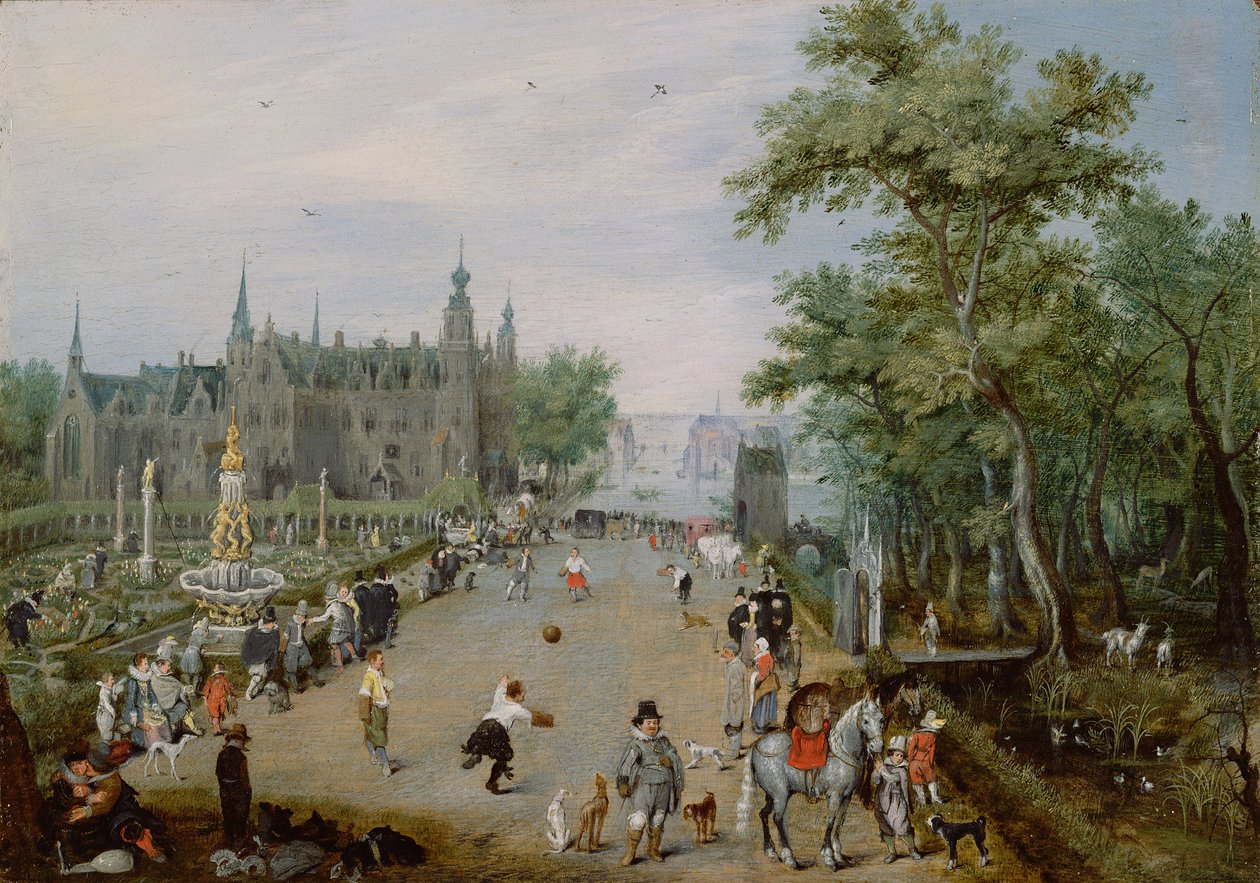 Jeu de Paume före ett lantpalats, ca 1614 av Adriaen Pietersz van de Venne