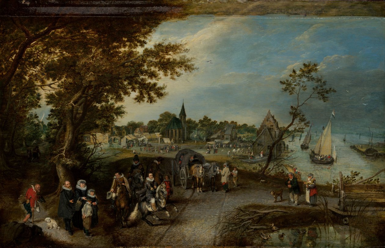 Landskap med figurer och en bymässa (Village Kermesse) av Adriaen Pietersz van de Venne