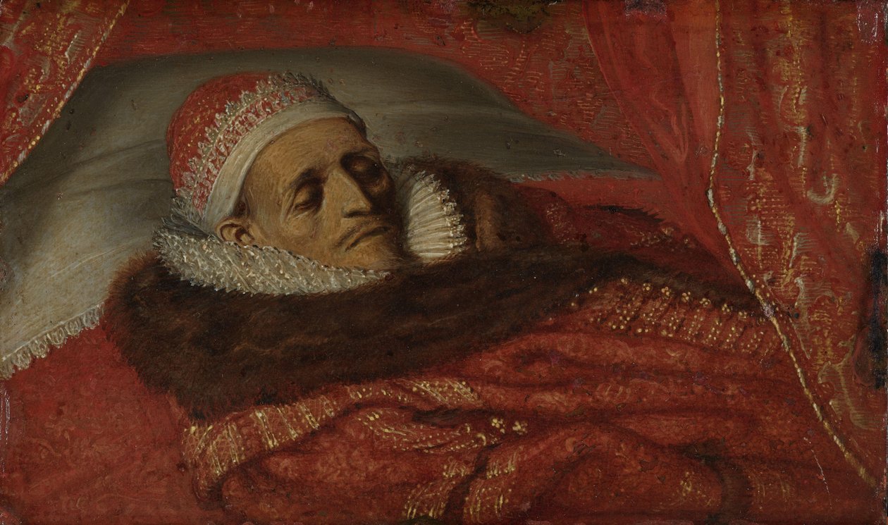 Stadthållaren Prins Maurice ligger i staten Maurits (1567-1625), Prins av Orange, liggande i staten, 1625 av Adriaen Pietersz van de Venne