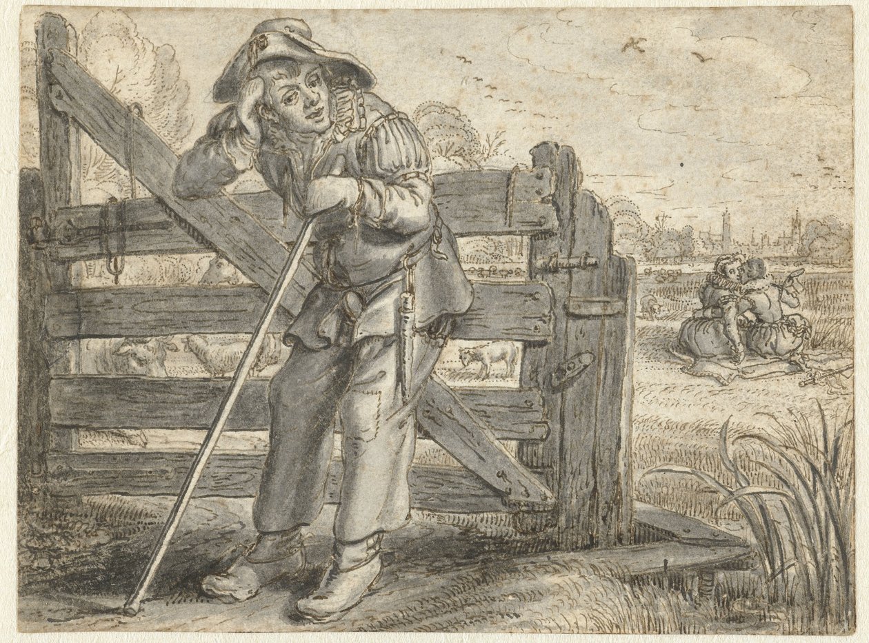 The Crazed Amour of Fat Leendert och Lijsje Teunis, med Joncker Maerten av Adriaen Pietersz van de Venne