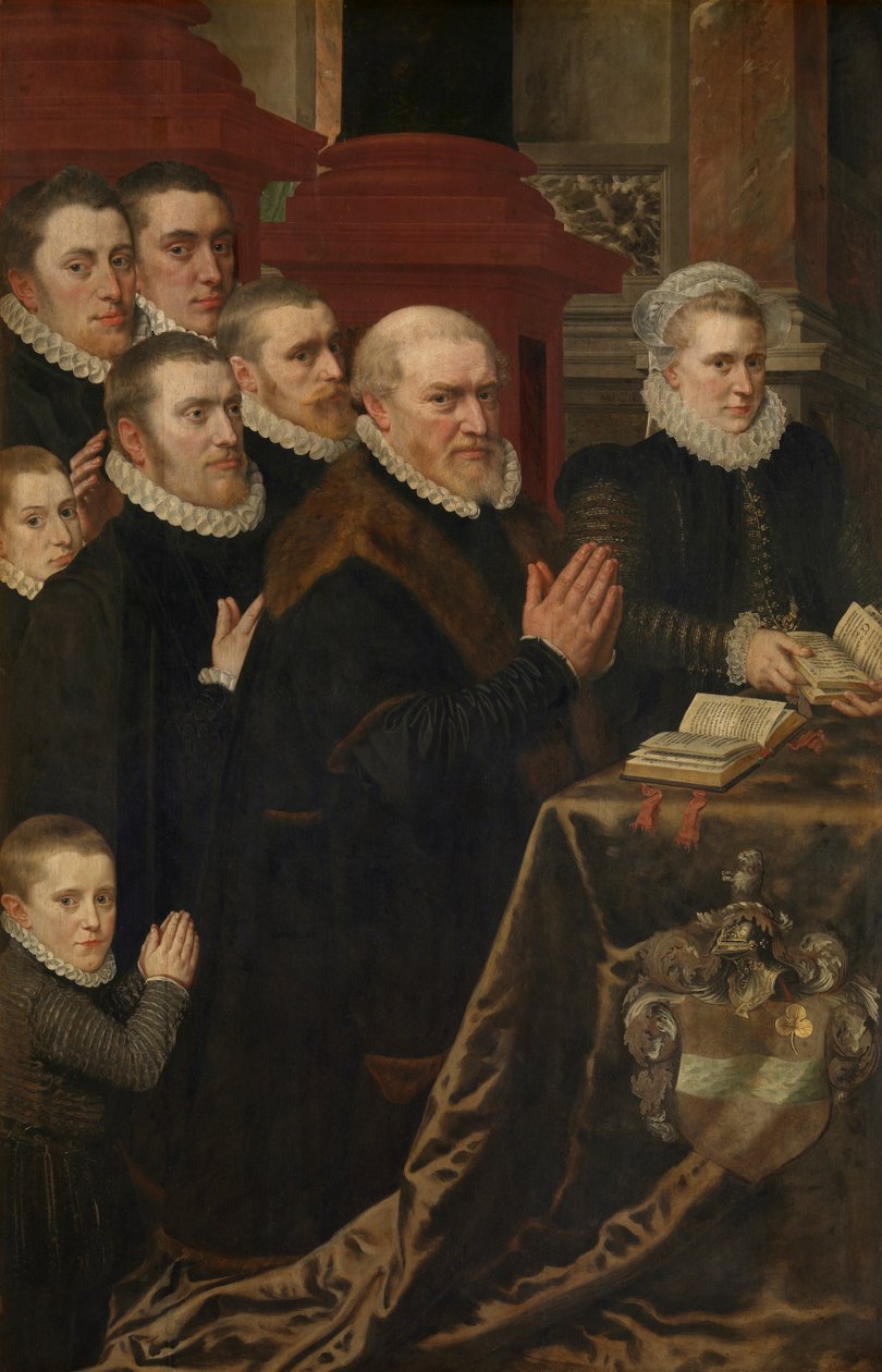Golgata och familjen Gillis de Smidt och Maria de Deckere (olja på panel) av Adriaen Thomasz Key
