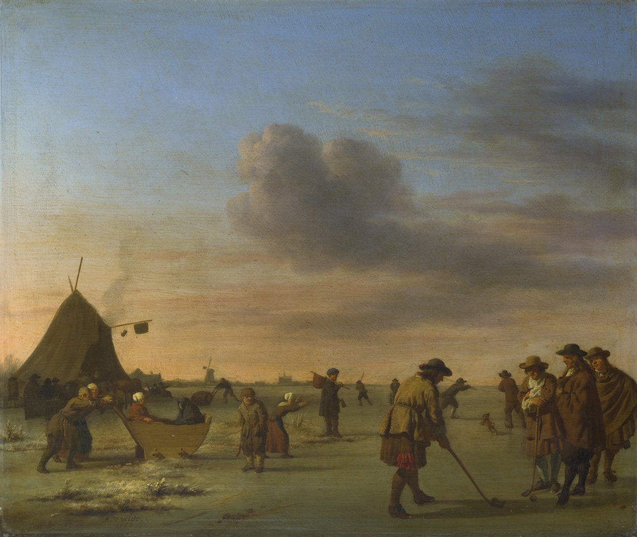 Golfare på isen nära Haarlem, 1668 av Adriaen Velde van de