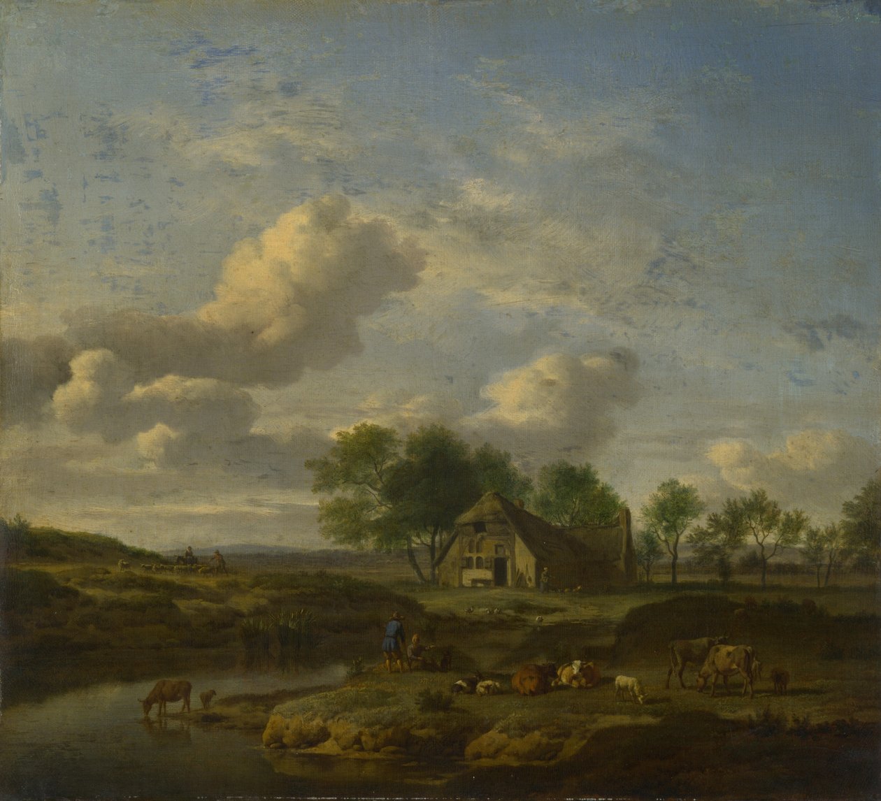 Landskap med en gård vid en bäck, 1661 av Adriaen Velde van de