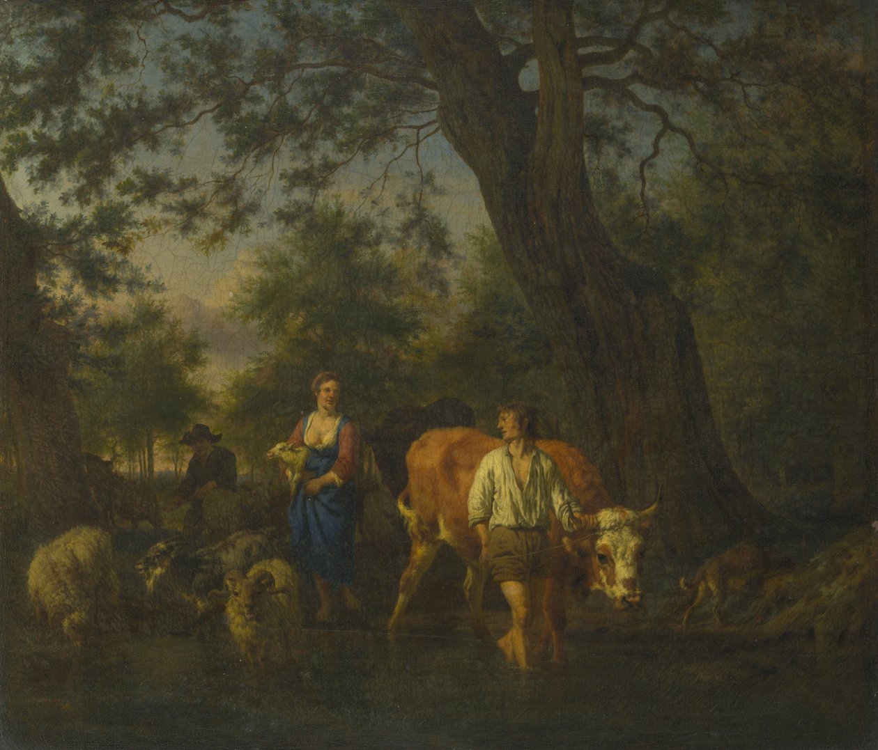 Bönder med boskap som vadar en ström, ca 1662 av Adriaen Velde van de