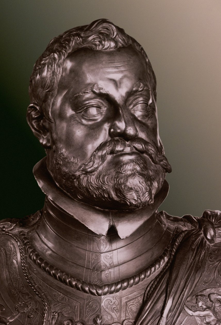 Rudolph II helige romerske kejsare (1552-1612) detalj av halvlängd porträttbyst av Adriaen de Vries