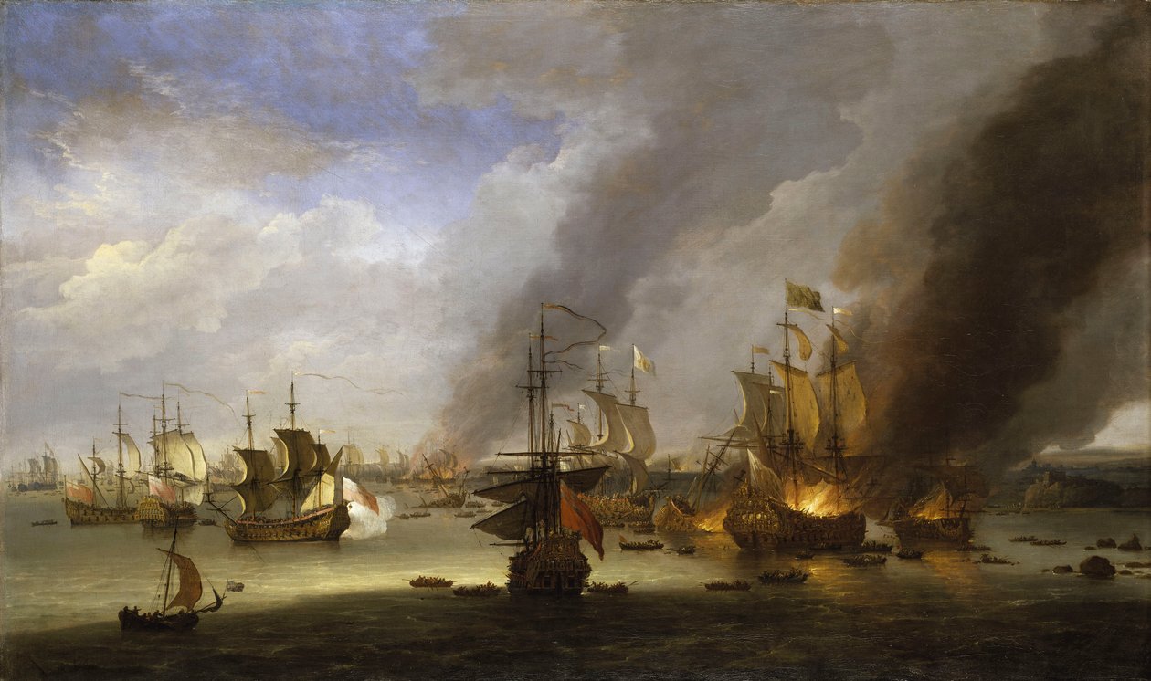 Förstörelsen av "Soleil Royal" i slaget vid La Hogue, 23 maj 1692, ca 1700 (oljemålning) av Adriaen van Diest