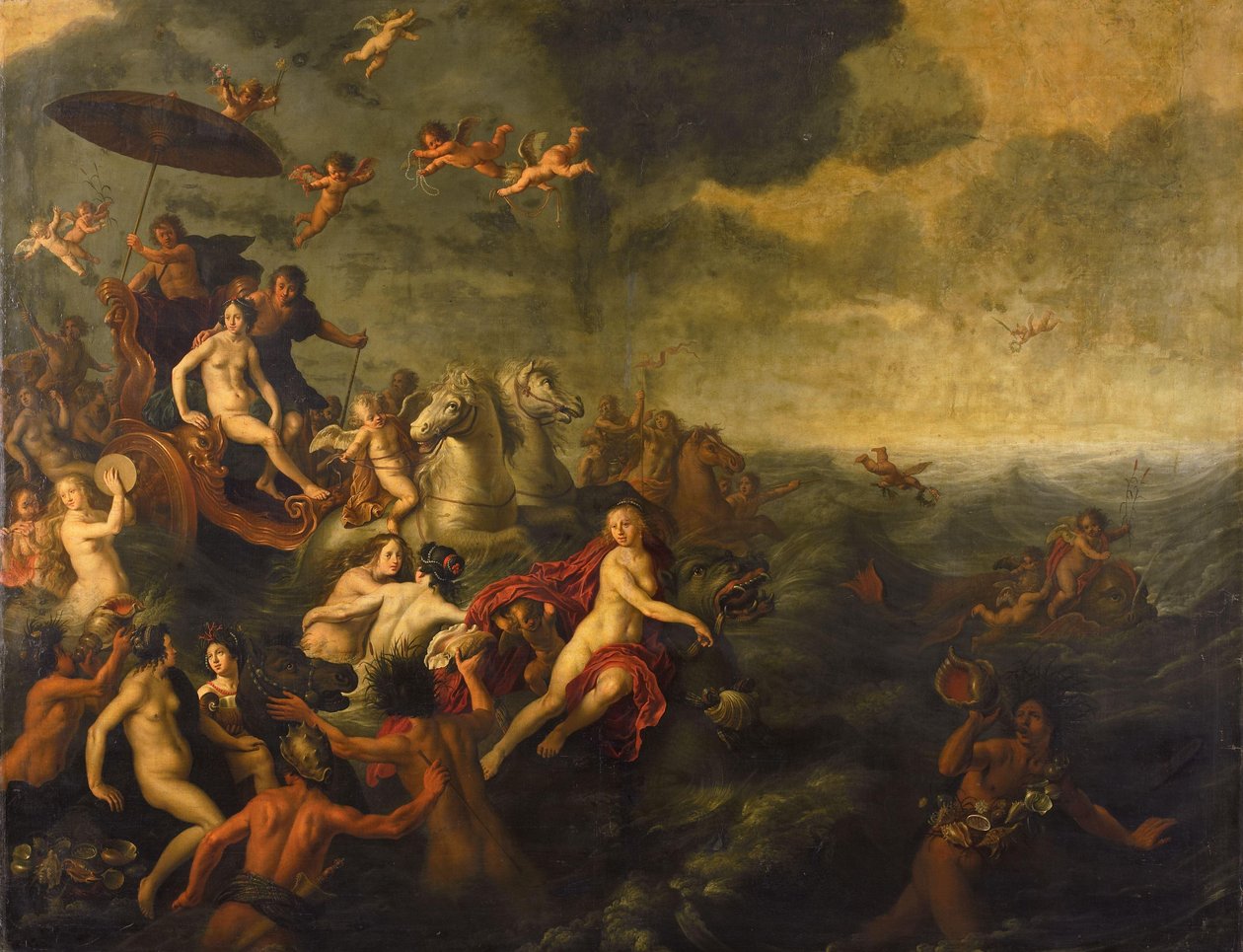 Galatea och Acis (Ovidius, Metamorphoses, bok XIII) av Adriaen van Nieulandt (I)