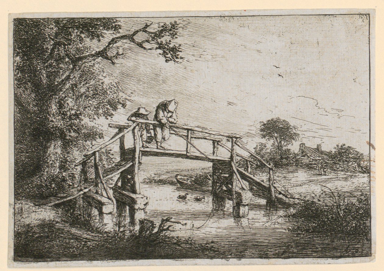 Fiskare på bron av Adriaen van Ostade