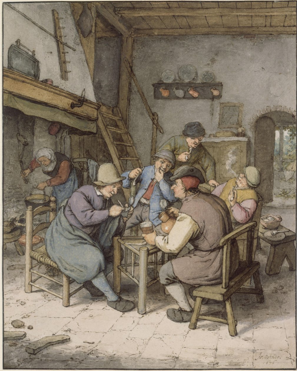 Fem bönder i samtal av Adriaen van Ostade