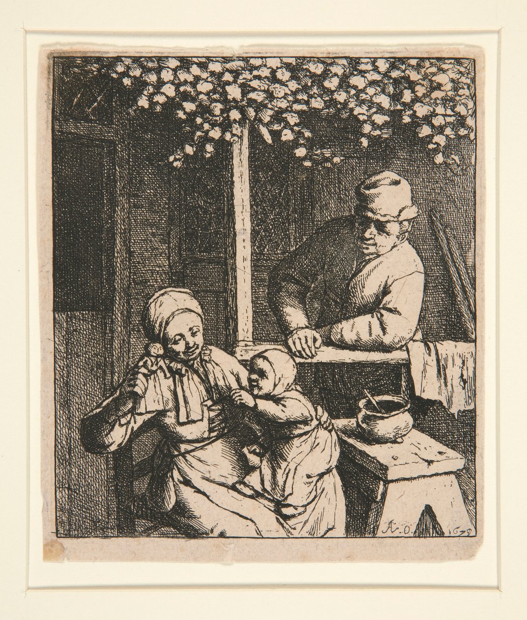 La poupee desire [Kvinna som retar barn med docka] av Adriaen van Ostade