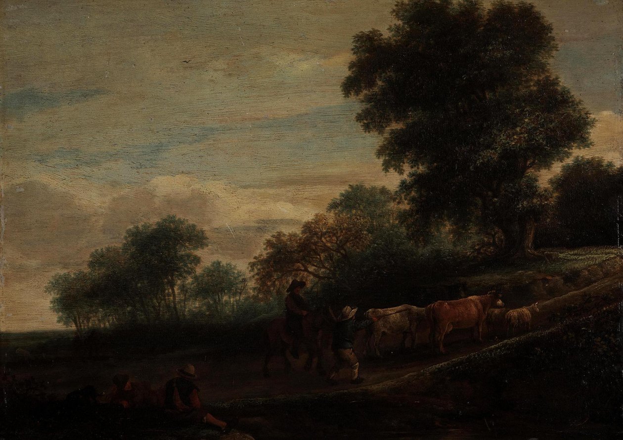 Landskap med herdar och nötkreatur av Adriaen van Ostade