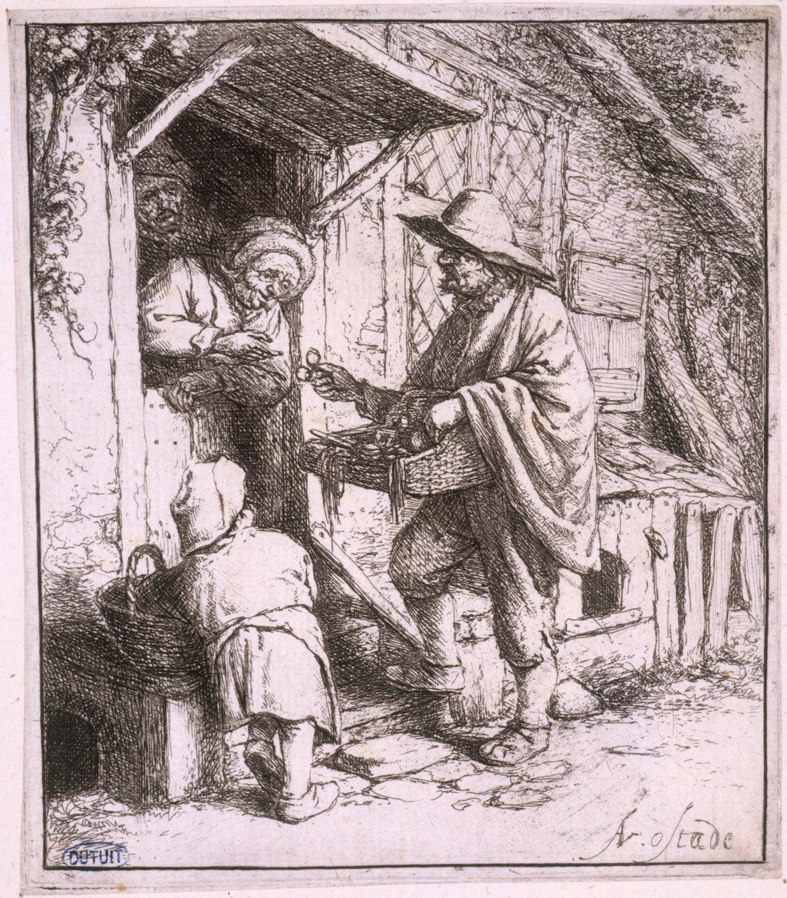 Der Brillenhändler (Bartsch 29) av Adriaen van Ostade