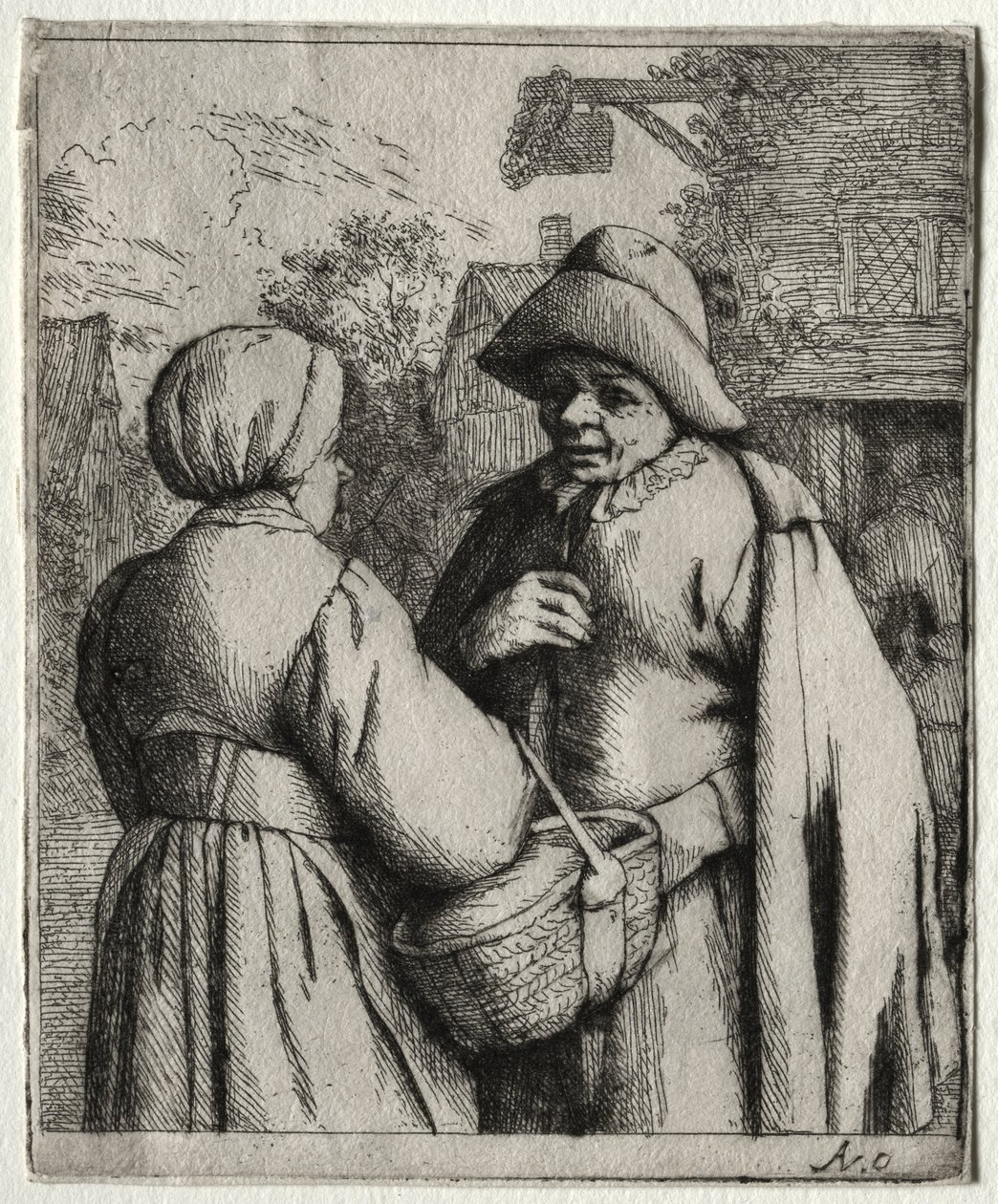 Man och kvinna samtalar av Adriaen van Ostade