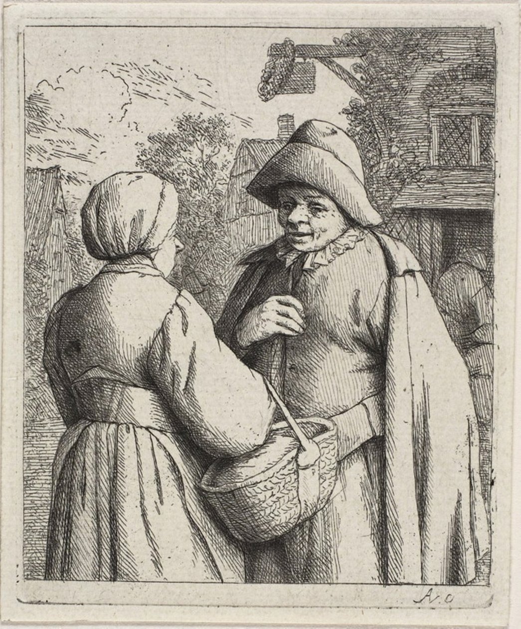 Man och kvinna samtalar av Adriaen van Ostade