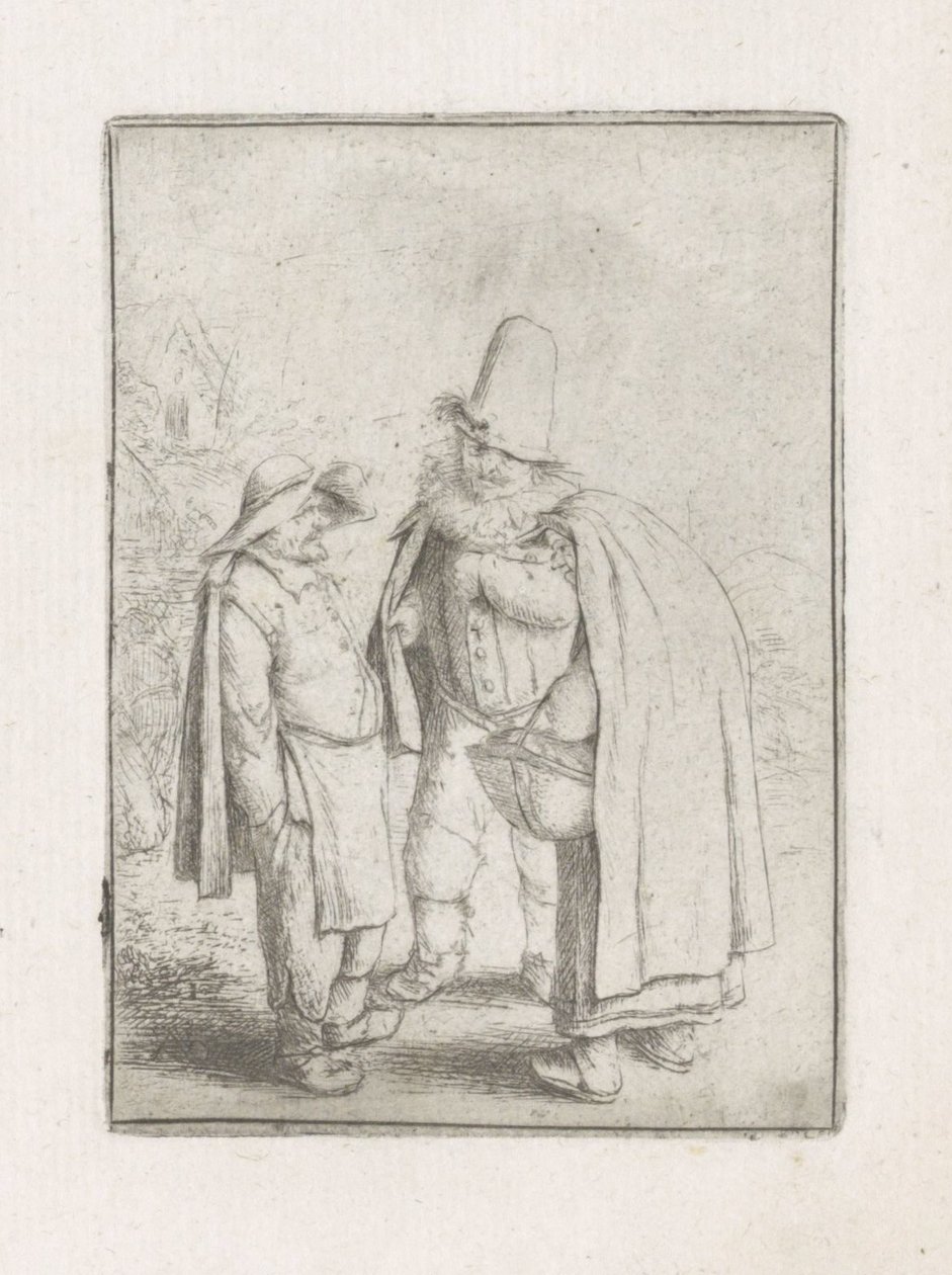 Man med veckad krage med ett bondepar Tre groteska figurer av Adriaen van Ostade