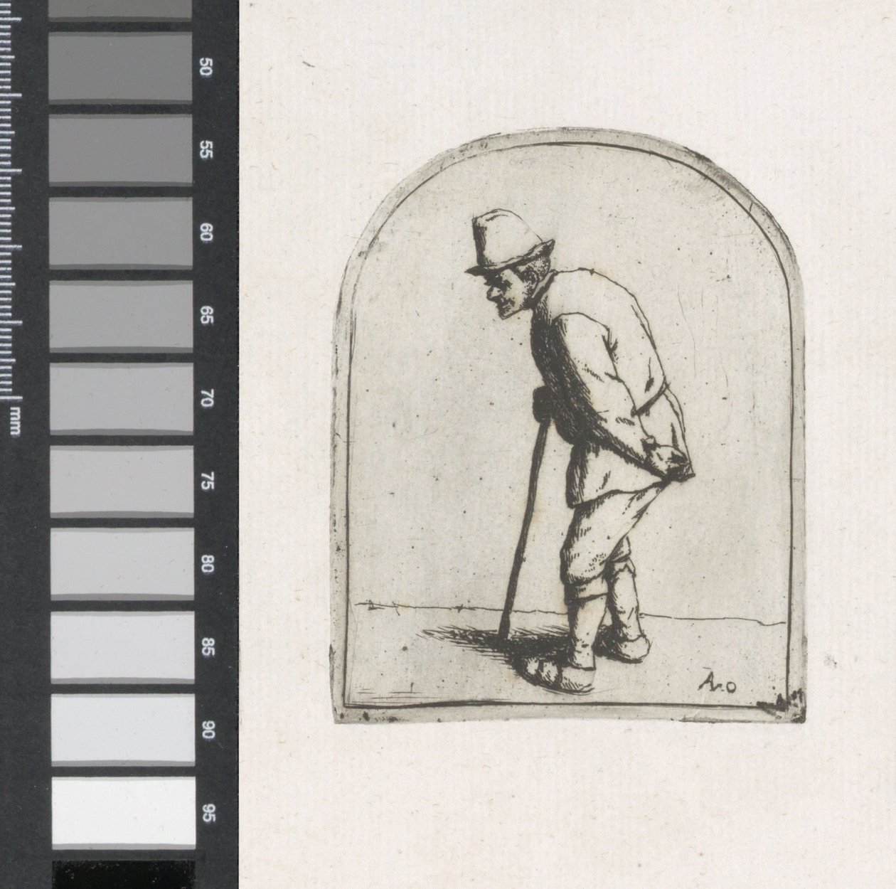 Gammal man med en pinne av Adriaen van Ostade