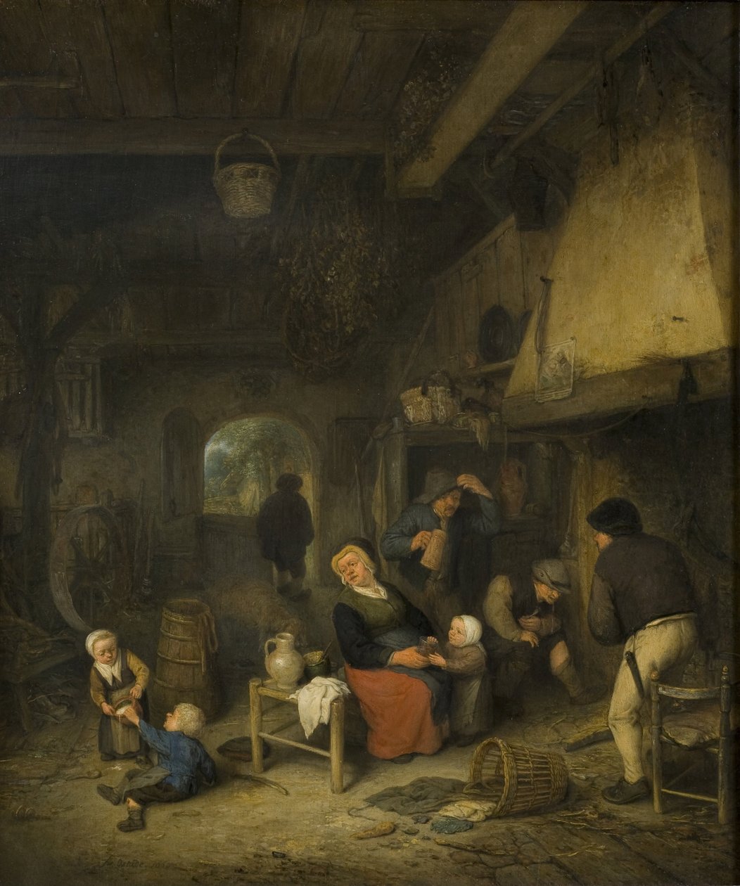 Bondefamilj på ett värdshus av Adriaen van Ostade