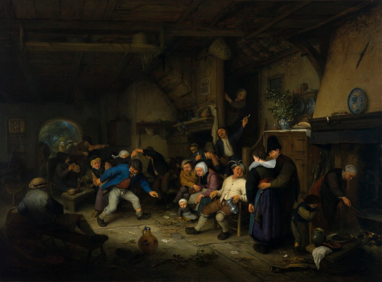 Bönder som dansar på en krog av Adriaen van Ostade