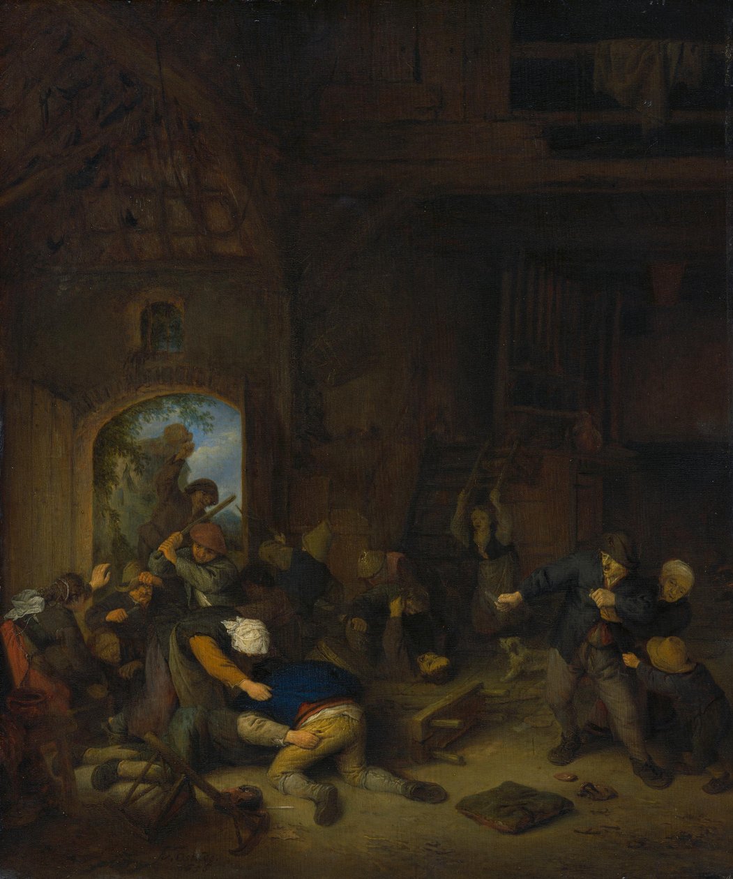 Slagsmål mellan bönder av Adriaen van Ostade