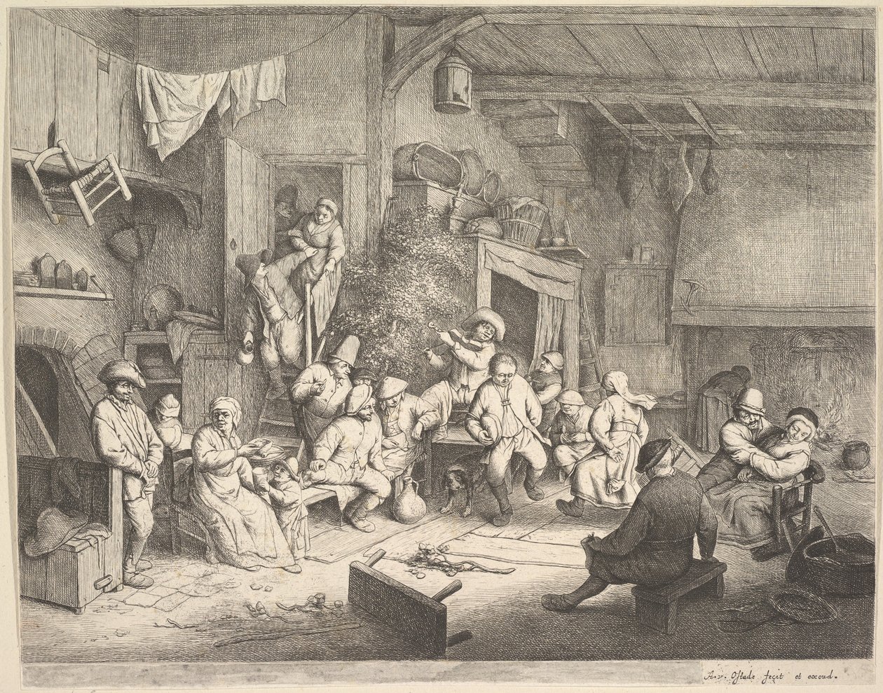 Dansen på värdshuset av Adriaen van Ostade