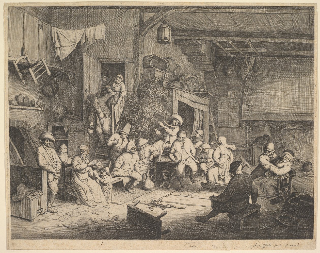 Dansen på värdshuset av Adriaen van Ostade