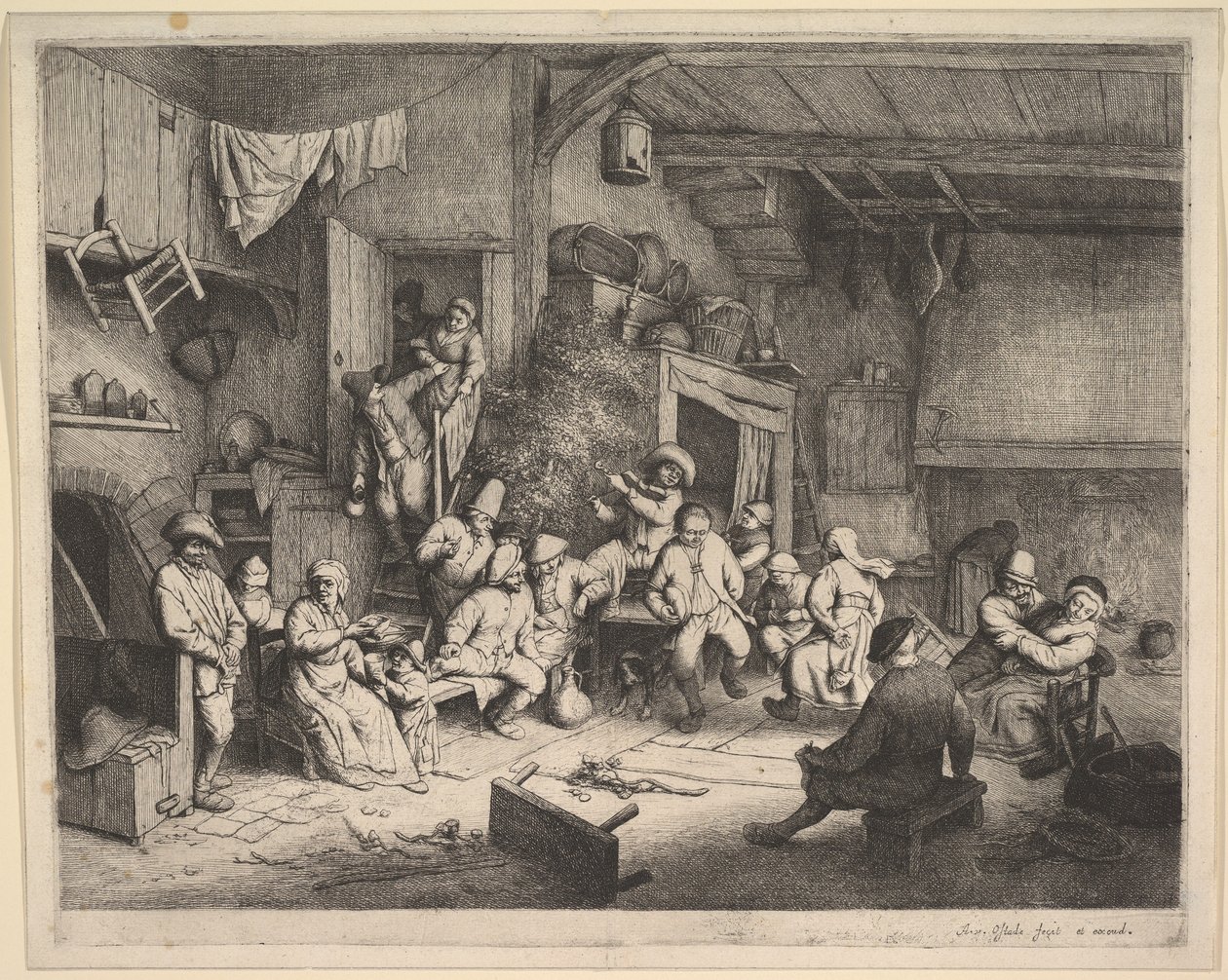 Dansen på värdshuset av Adriaen van Ostade