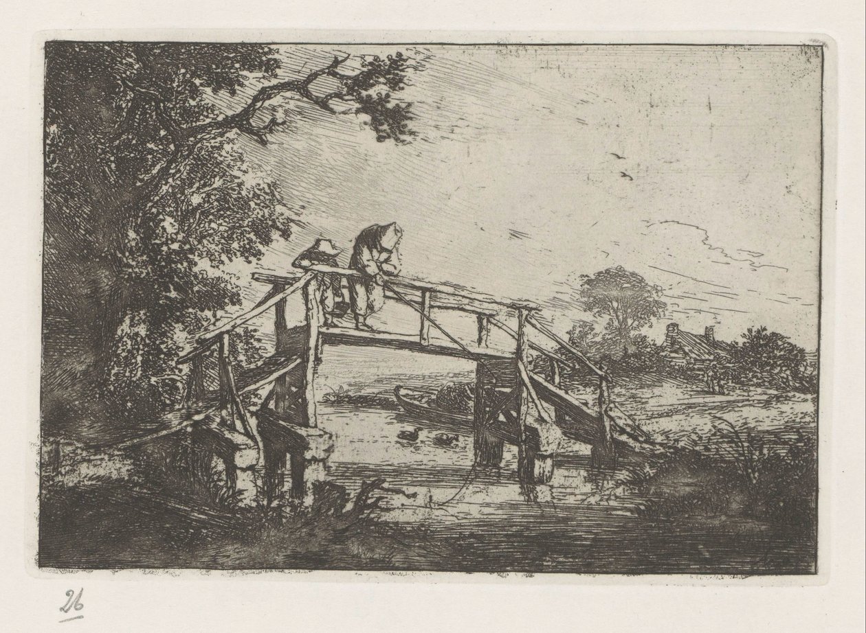 Två fiskare på en bro av Adriaen van Ostade