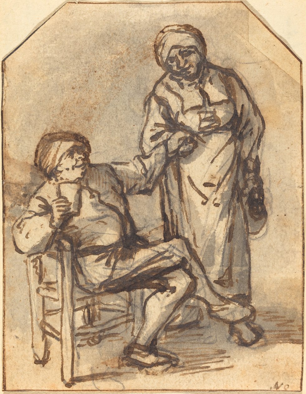 Två bönder som dricker av Adriaen van Ostade