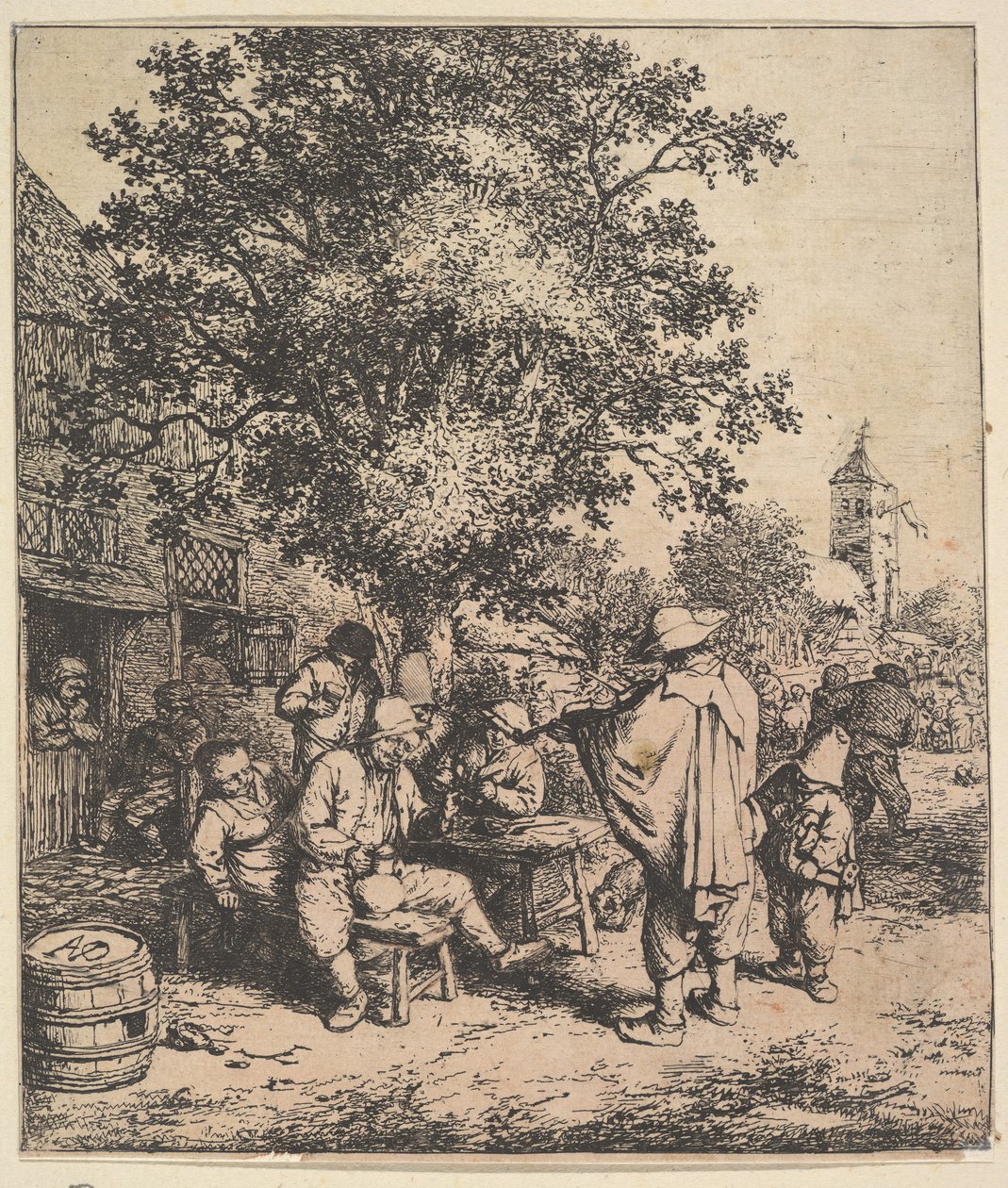 Violinist och liten orgelkvarn, 1610-85. av Adriaen van Ostade