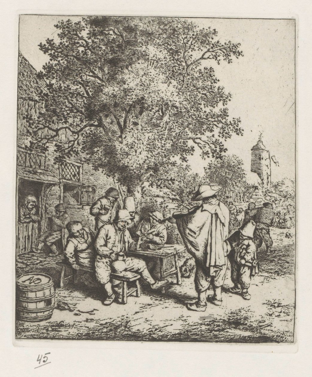 Spelman och en ung lirvändare av Adriaen van Ostade
