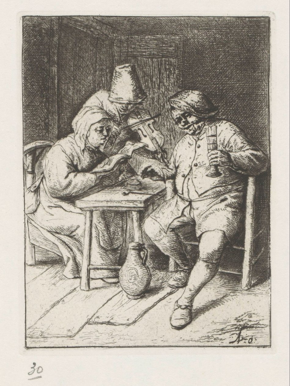 Violinist och en sjungande man och kvinna av Adriaen van Ostade