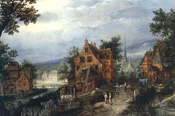 Byscen med figurer av Adriaen van Stalbemt