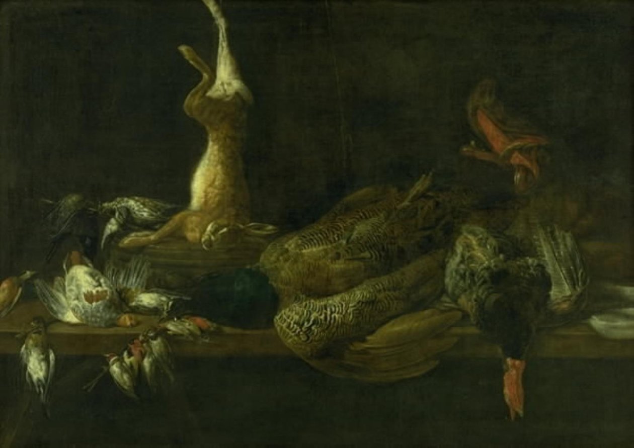 Stilleben med spel på ett bord av Adriaen van Utrecht