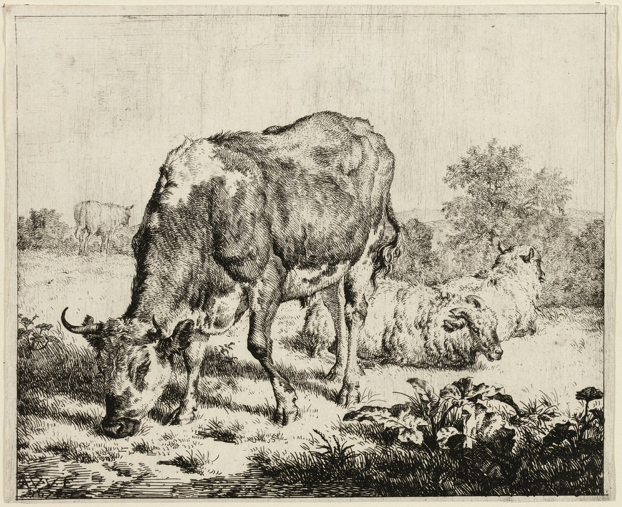 En ko och tre får av Adriaen van de Velde