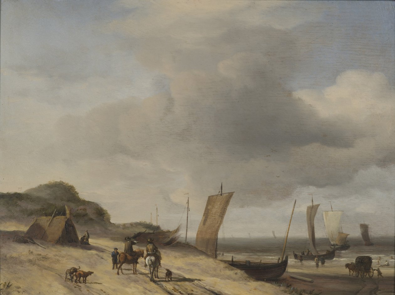 Dunes at Scheveningen (olja på trä) av Adriaen van de Velde