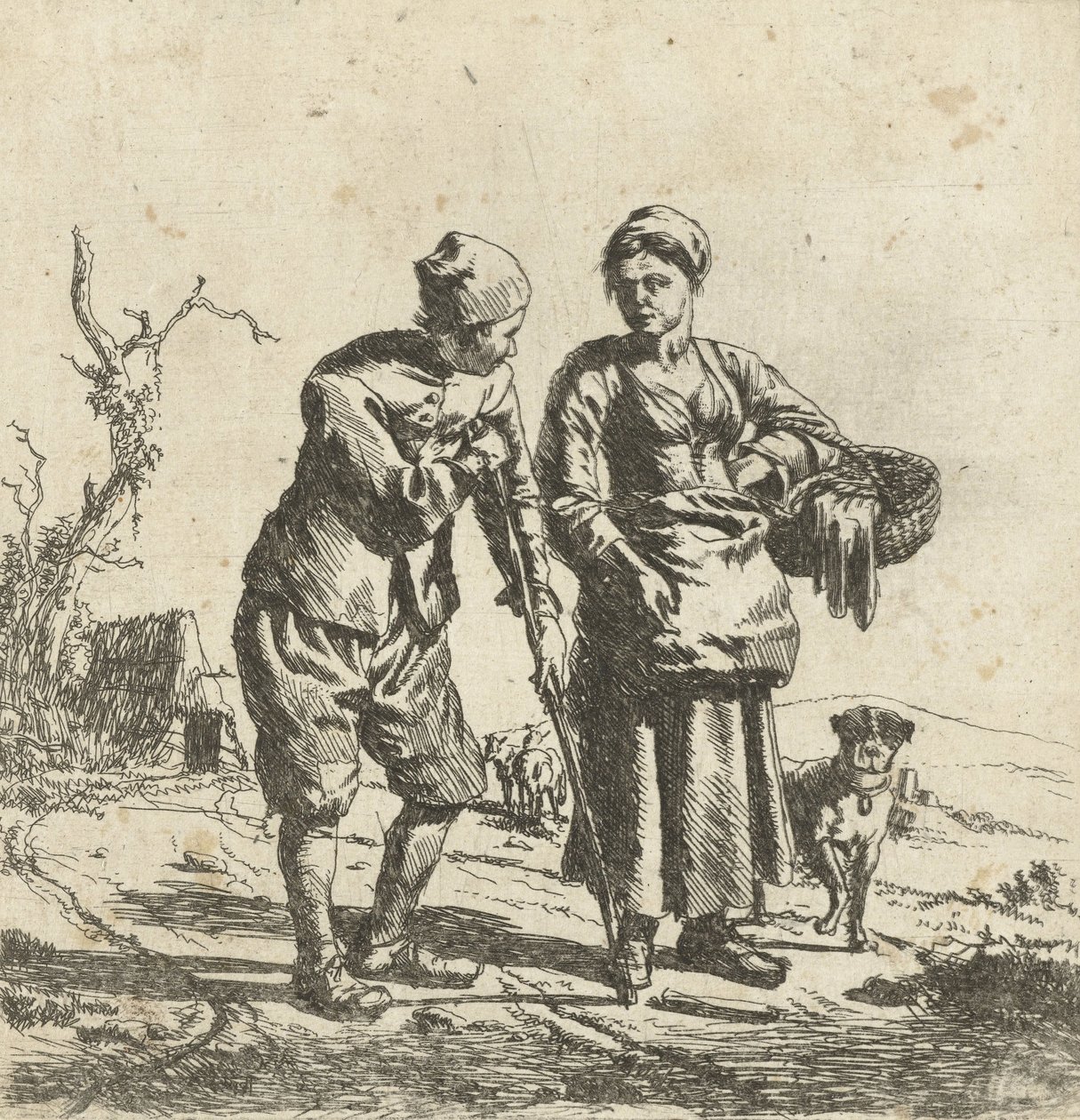 Bonde och hans fru i samtal av Adriaen van de Velde
