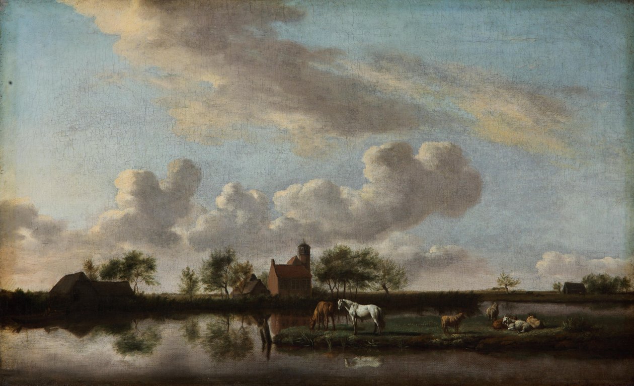 Platt flodlandskap av Adriaen van de Velde