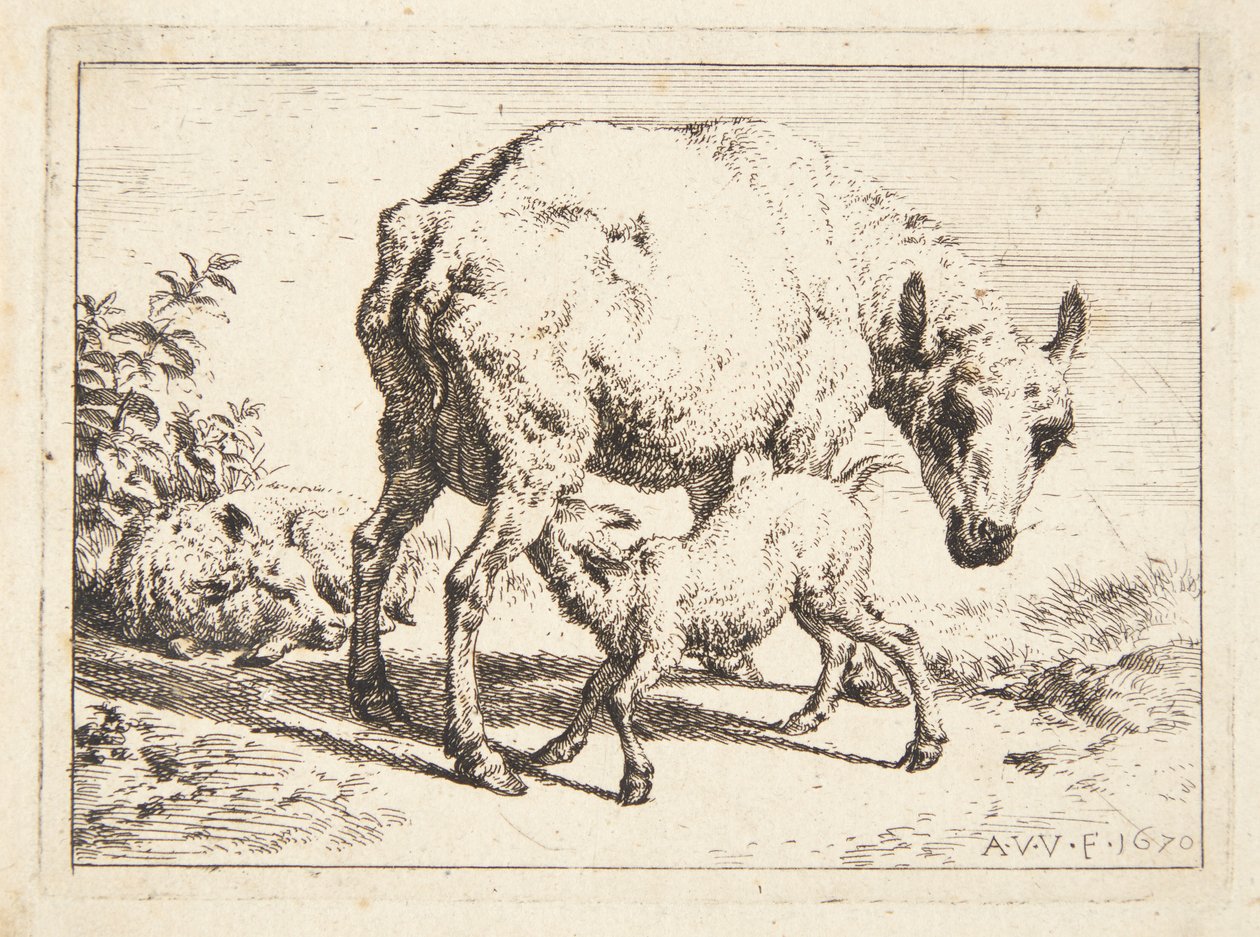 Får och två lamm av Adriaen van de Velde