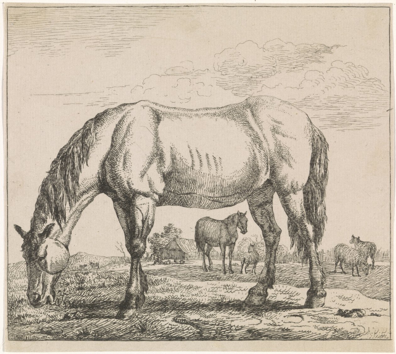 betande häst Boskap (serietitel) av Adriaen van de Velde