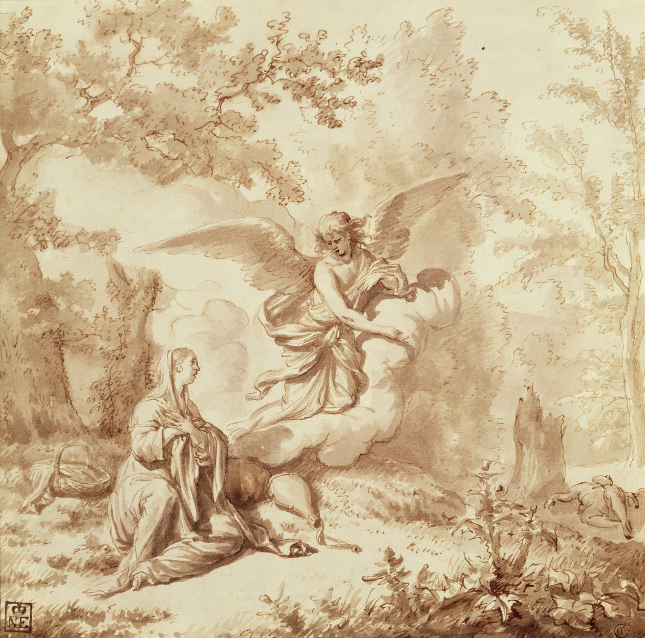 Hagar i vildmarken (teckning) av Adriaen van de Velde