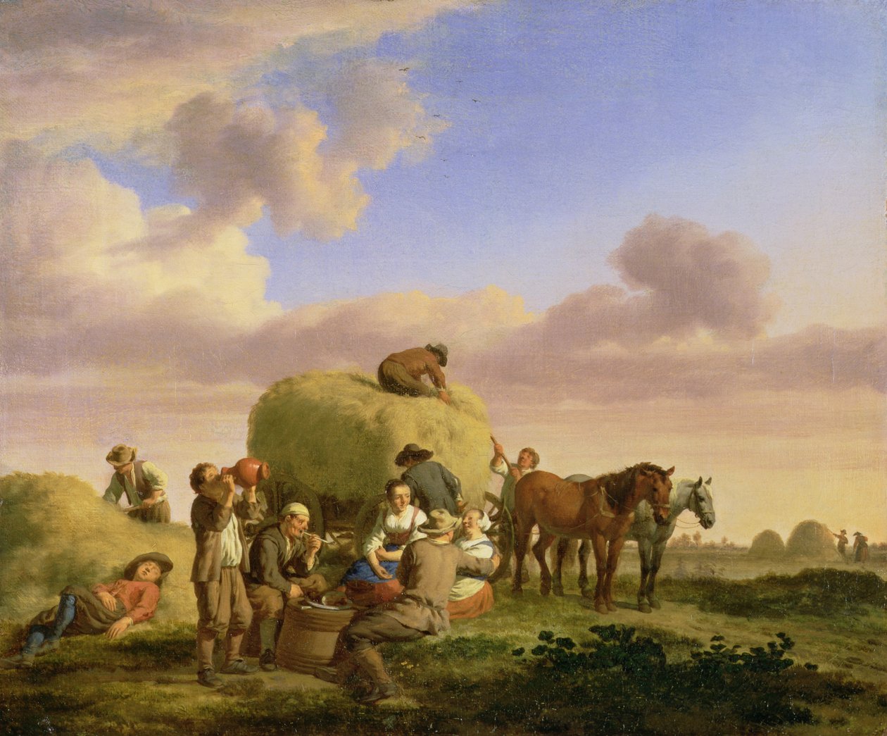 Hömakare vilar på ett fält av Adriaen van de Velde