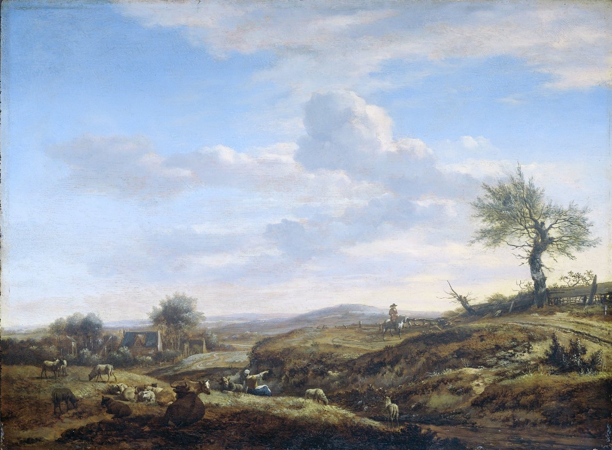 Kuperat landskap med en High Road av Adriaen van de Velde