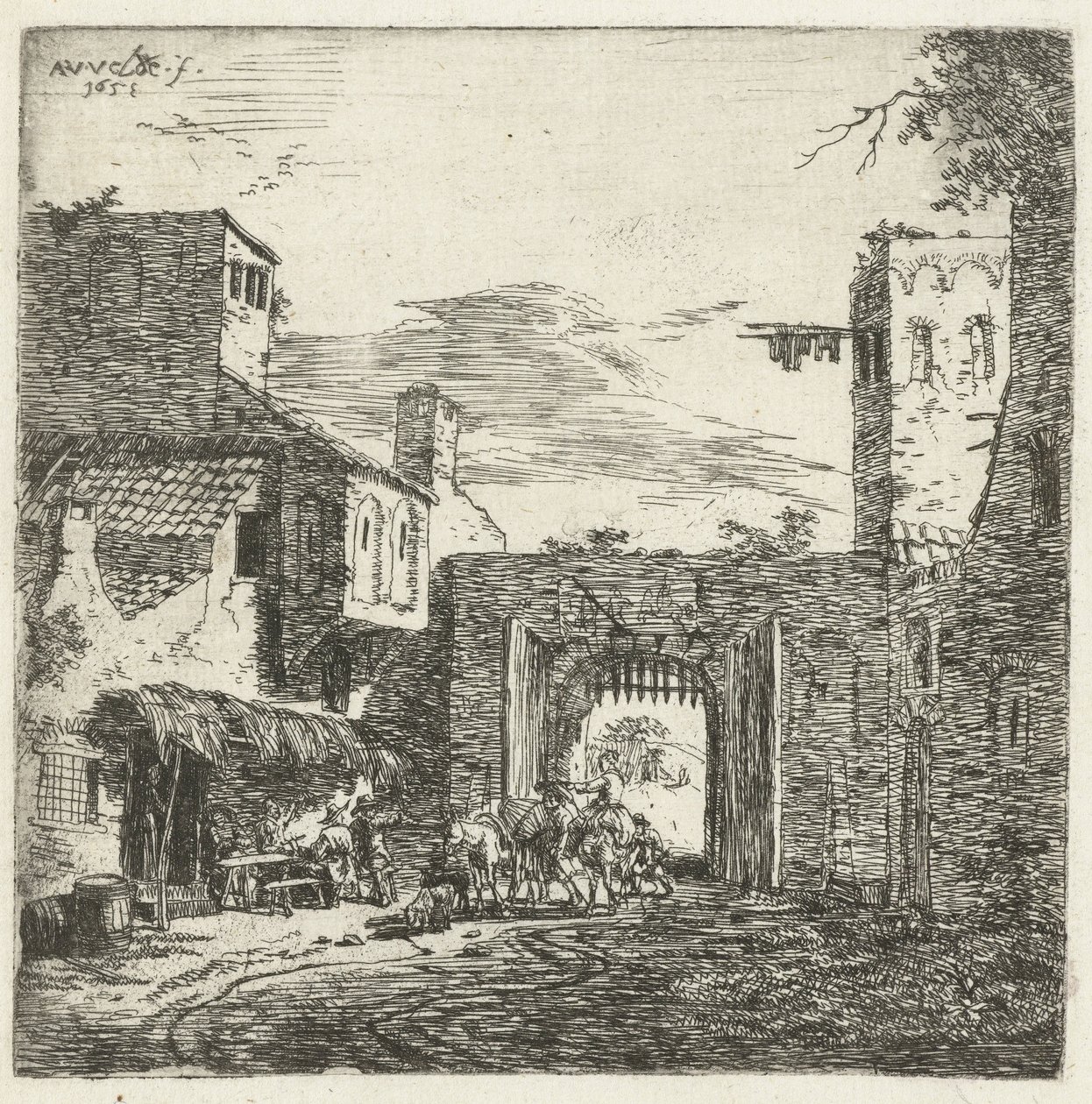 Värdshus vid stadsporten, 1653 av Adriaen van de Velde